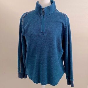 Robert Graham blue thermal knit half zip pullover sweater